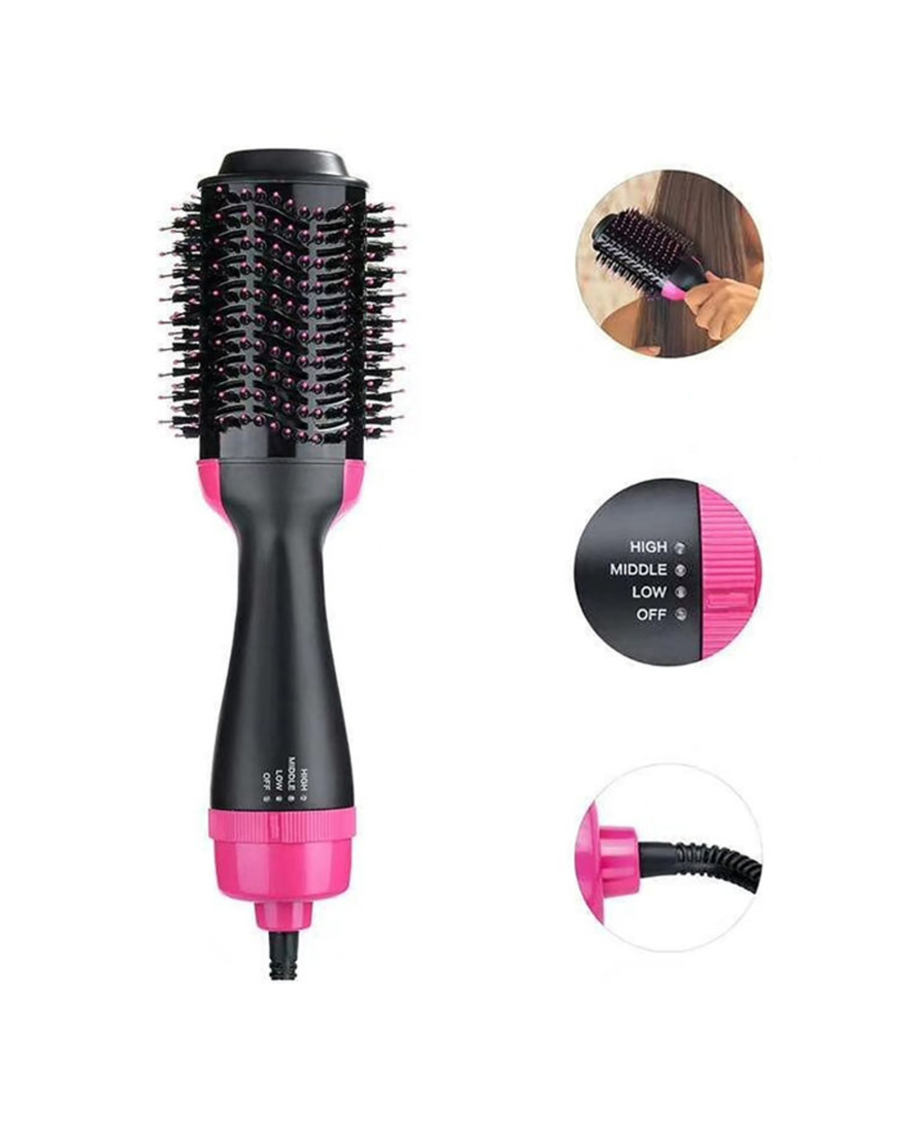 1000W Hair Dryer Hot Air Brush Styler and Volumizer Hair Straightener Curler Comb Roller Electric Ion Blow Dryer Brush front-0