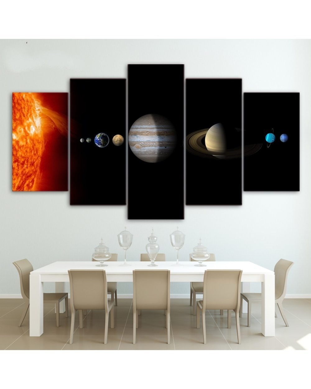 Solar System Space Fantasy Planet Modern Picture Space 5 Panel Canvas Art Wall Decor front-0