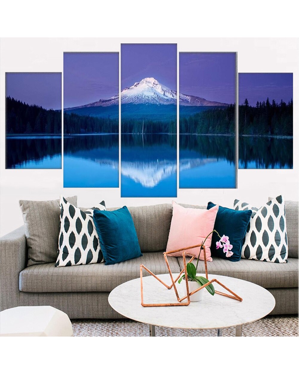 Mount Fuji Landscape Picture Print Nature 5 Panel Canvas Art Wall Decor front-1