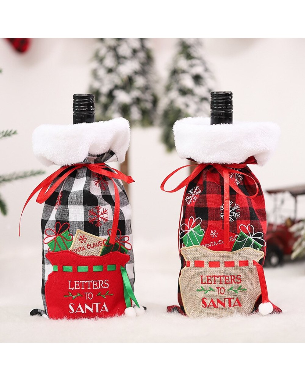 New Year 2022 Christmas Gift Bags Holder Wine Bottle Dust Cover Xmas Dinner Table Decor Christmas Decorations for Home front-3