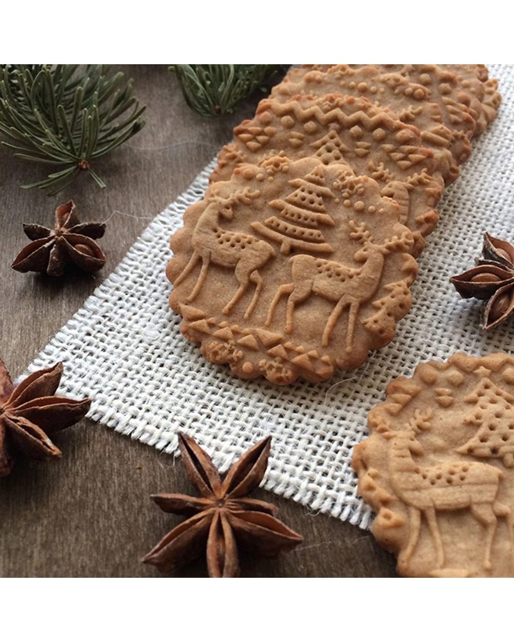 Rolling Pins Snowflake Elk Wooden Rolling Embossing Baking Cookies Biscuit Fondant Cake Patterned Roller Accessories front-4