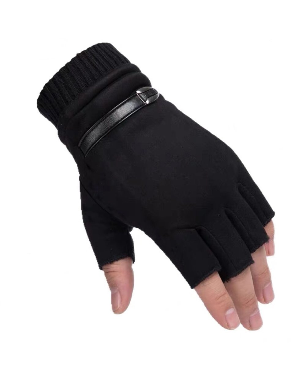 Man Women Winter Keep Warm Plus Velvet Thicken Thin Outdoor Sports Climb Cycling Drive Fitness Half Finger Tactical Glo front-3