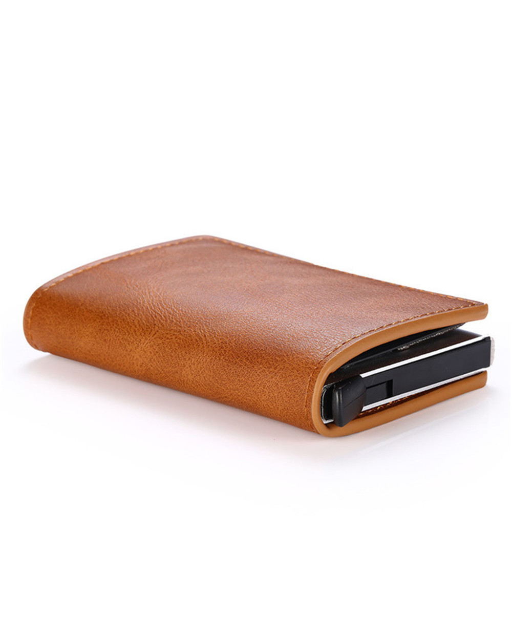 2021 Credit Card Holder Wallet Men Women RFID Aluminium Bank Cardholder Case Vintage Leather Wallet front-4