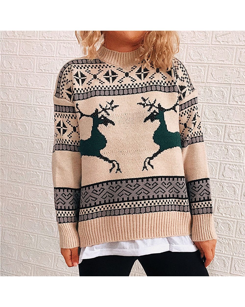 Christmas Jumper Long Sleeve Women Knitted Sweater front-4