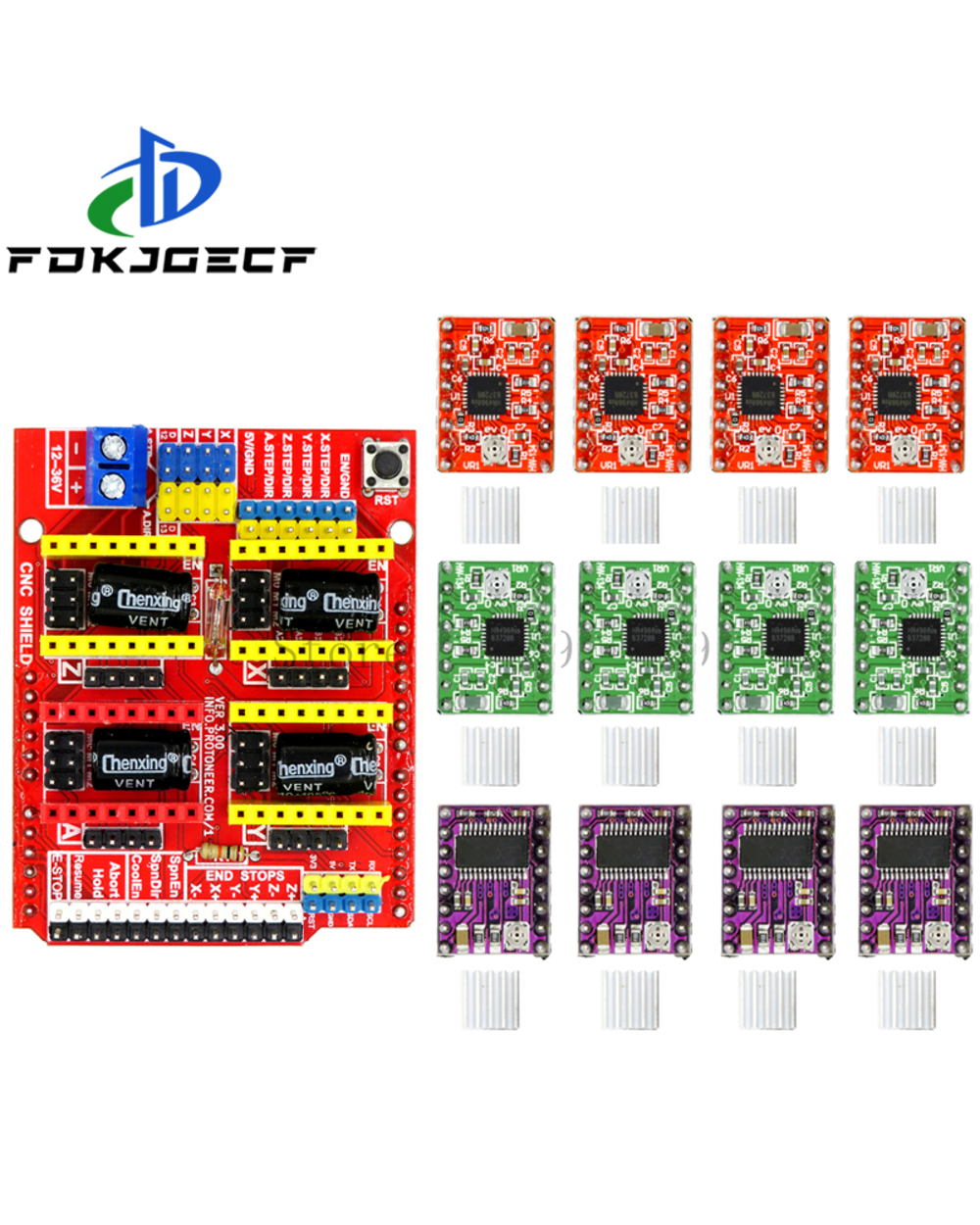 Cnc Shield V3 Engraving Machine / 3D Printer / + 4Pcs A4988 / 4Pcs Drv8825 Stepper Motor Driver For Arduino front-0