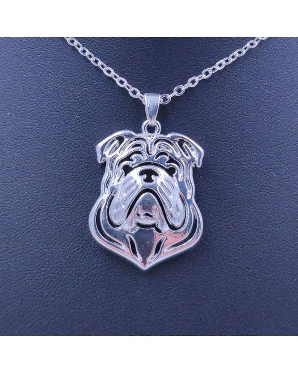 Cute Bulldog Necklace Dog Animal Pendant Gold Silver Plated Jewelry front-0