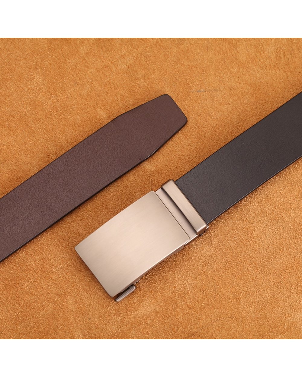 Genuine Cow Leather Automatic Belt For Men Formal Automatic Buckle Belt Genuine Leather Mens Business Strap front-5