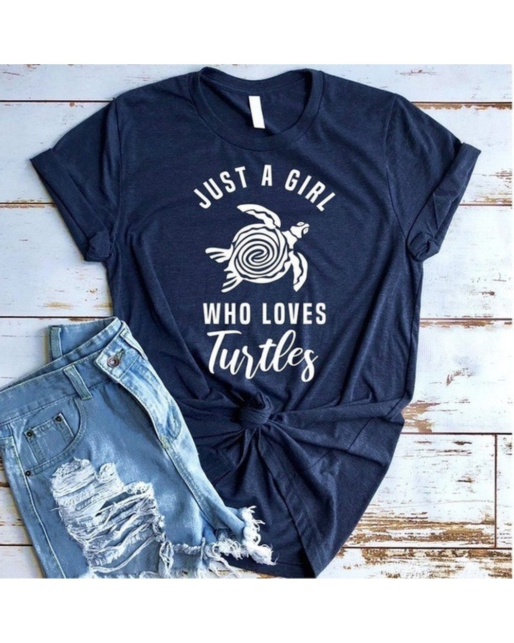 Just A Girl Love Turtle Print T Shirt Women Short Sleeve O Neck Loose Tshirt Summer Women Tee Shirt Tops Camisetas Mujer front-5