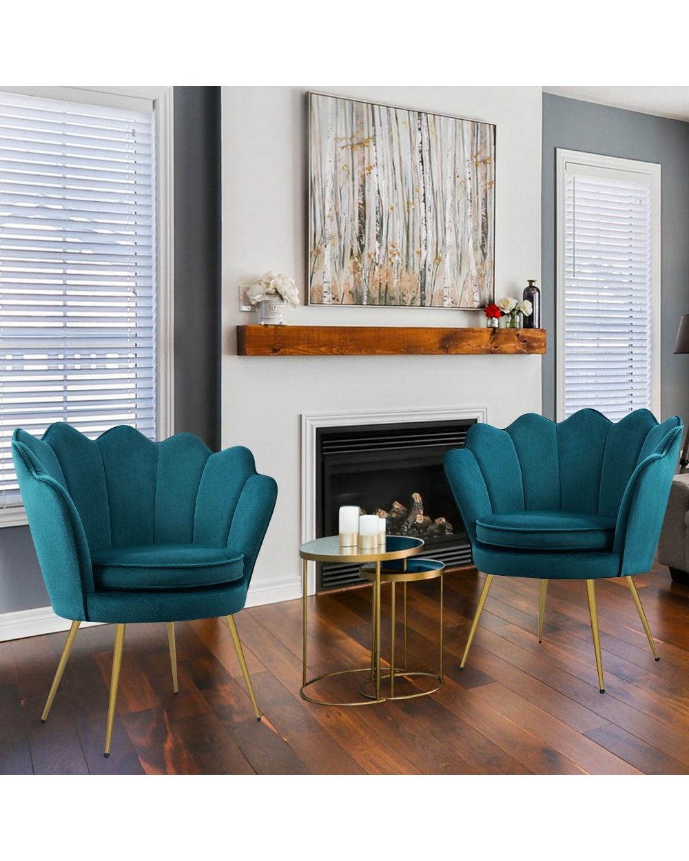 Modern Sofa Accent Chair Velvet Fabric Armchair front-1