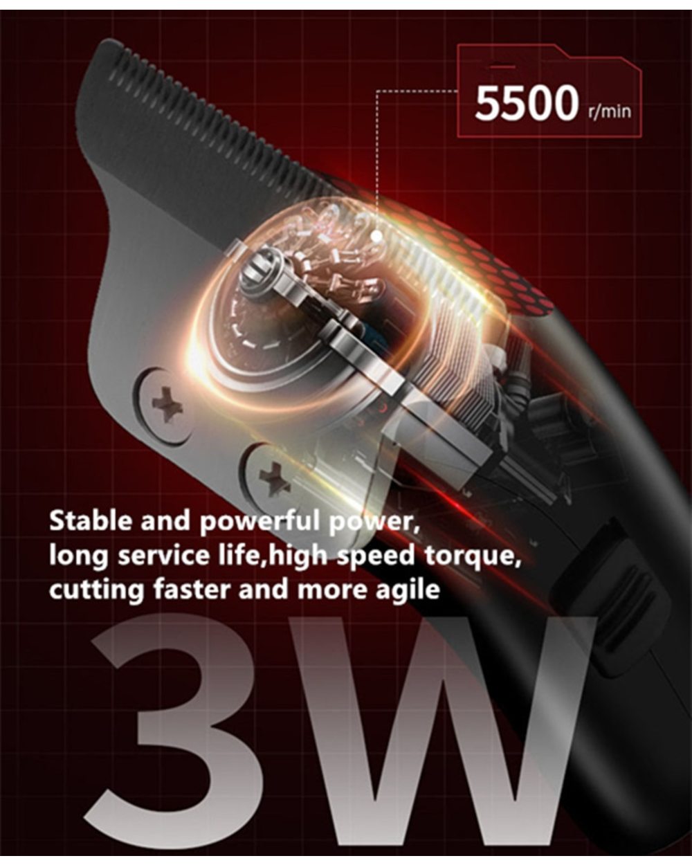 Kemei 889 Professional Pocket Cordless Hair Clipper Compact Mini Electric Beard Hair Trimmer Small Portable Grooming Ki front-3