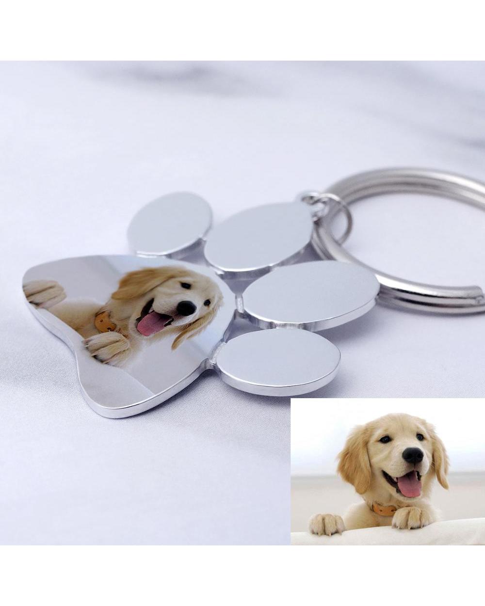 Personalized Dog Keychain, Custom Photo Keychain, Engraved Pet Photo Keychain, Pet Lover Gift front-0