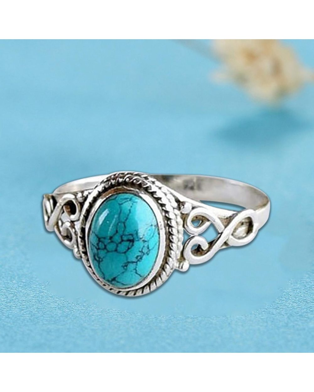 Turquoises Finger Ring For Women front-2