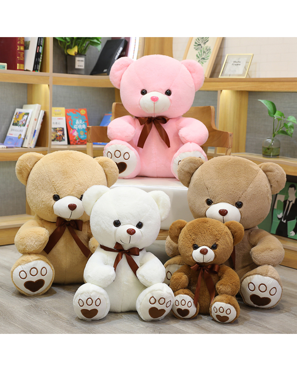 1Pc 35-60Cm Kawaii Plush Teddy Bear Toys Stuffed Animal Brown Bow-Knot Bear Dolls Soft Pillow Christmas Decor Gift For front-4