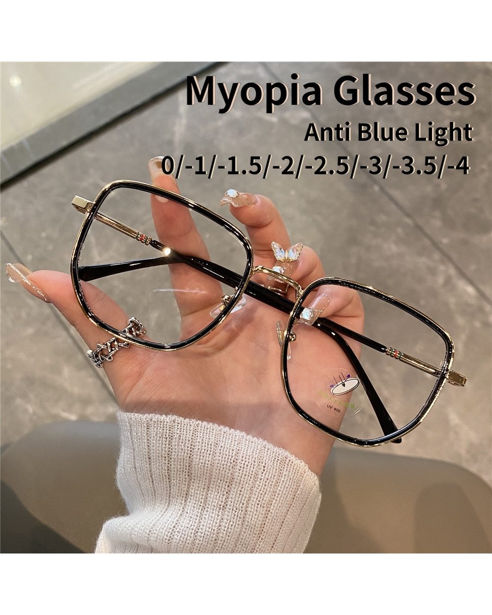 Myopia Glasses Blue Light Resistant Large Frame Glasses Fashion Leopard Girl Transparent Glasses Korean Style Myopia Gl front-0