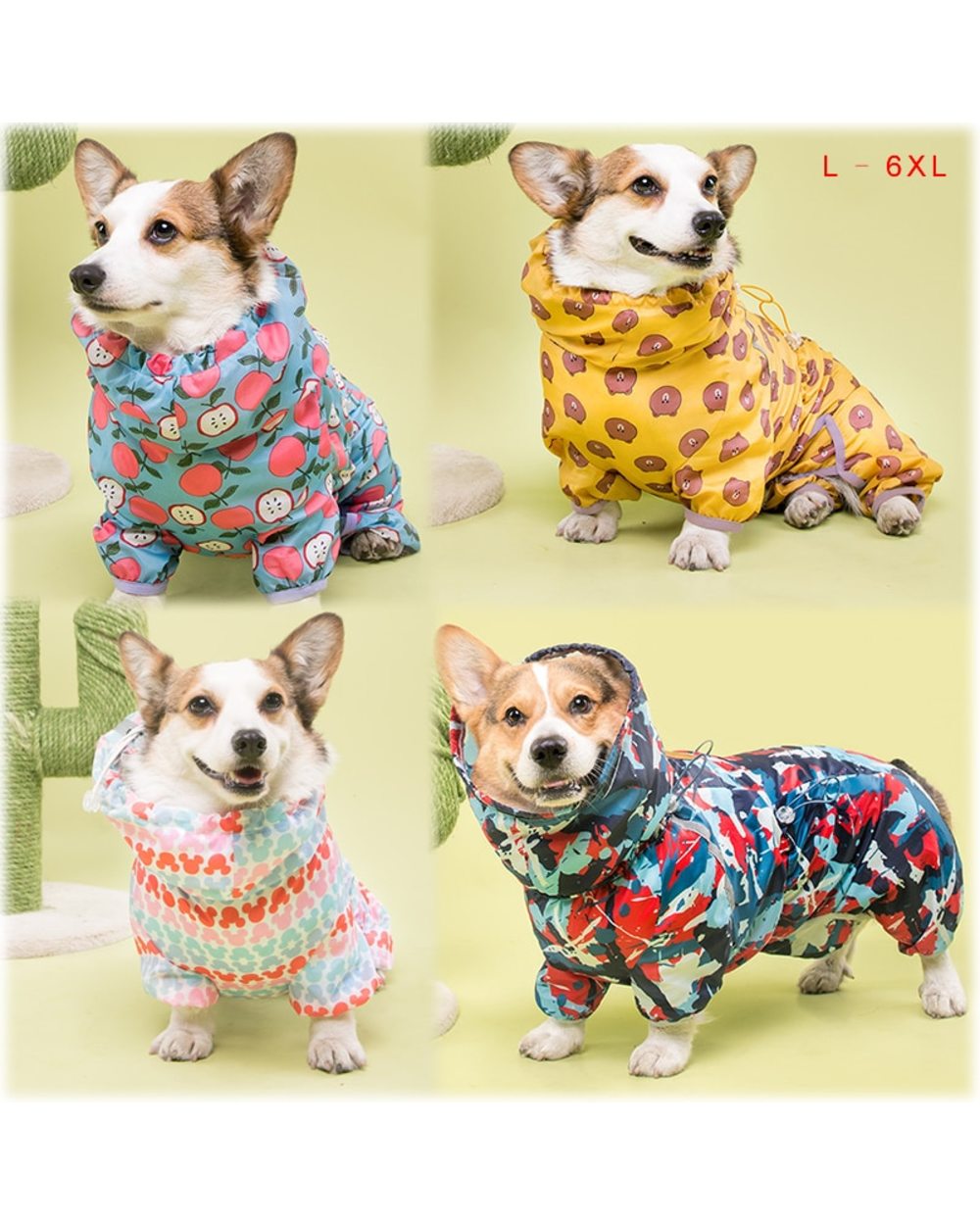 Welsh Corgi Dog Raincoat Jumpsuit Pet Clothing Waterproof Dog Clothes Golden Retriever Rain Jacket front-0