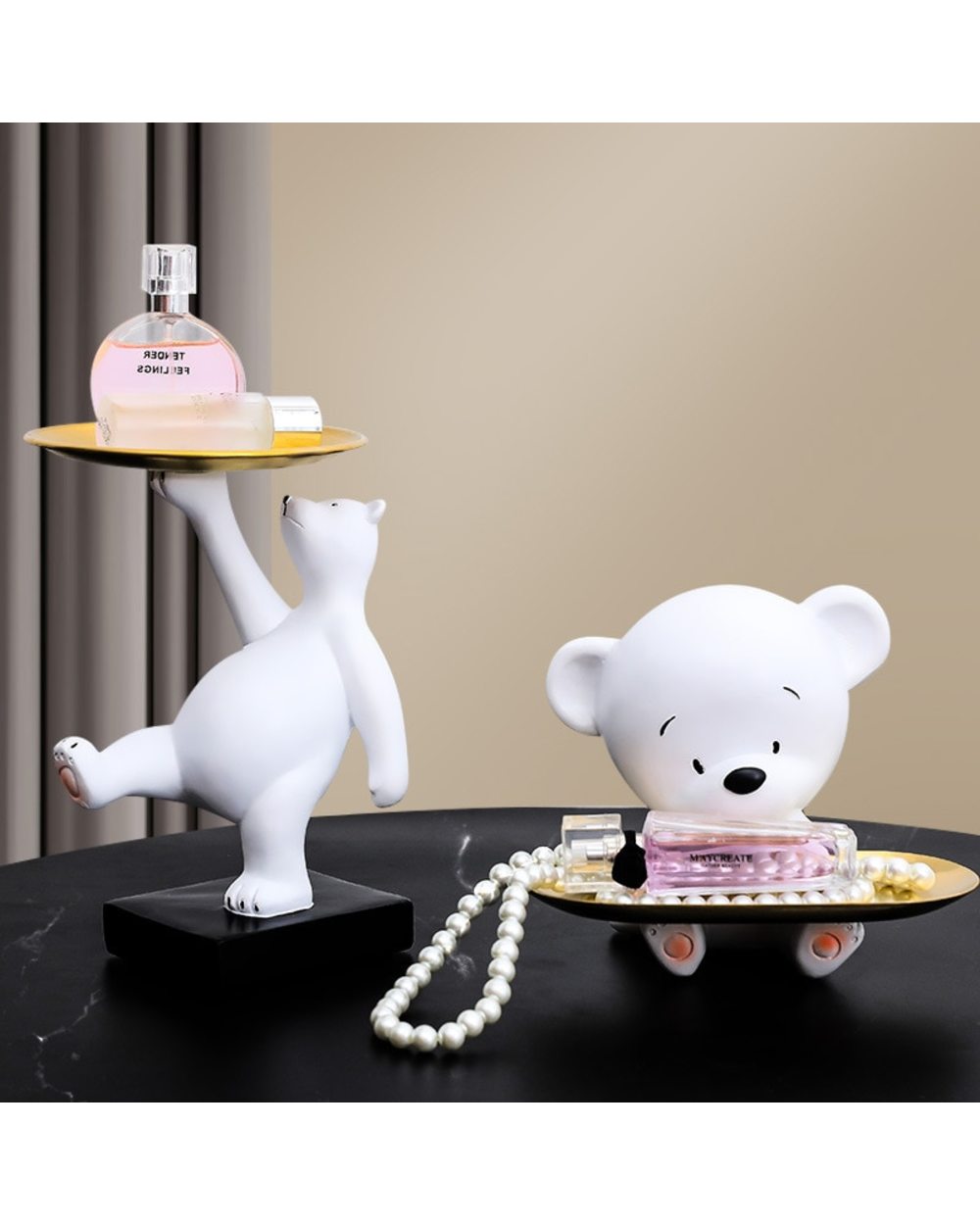 Polar Bear Storage Statue Nordic Resin Figurine Fruit Snacks front-0