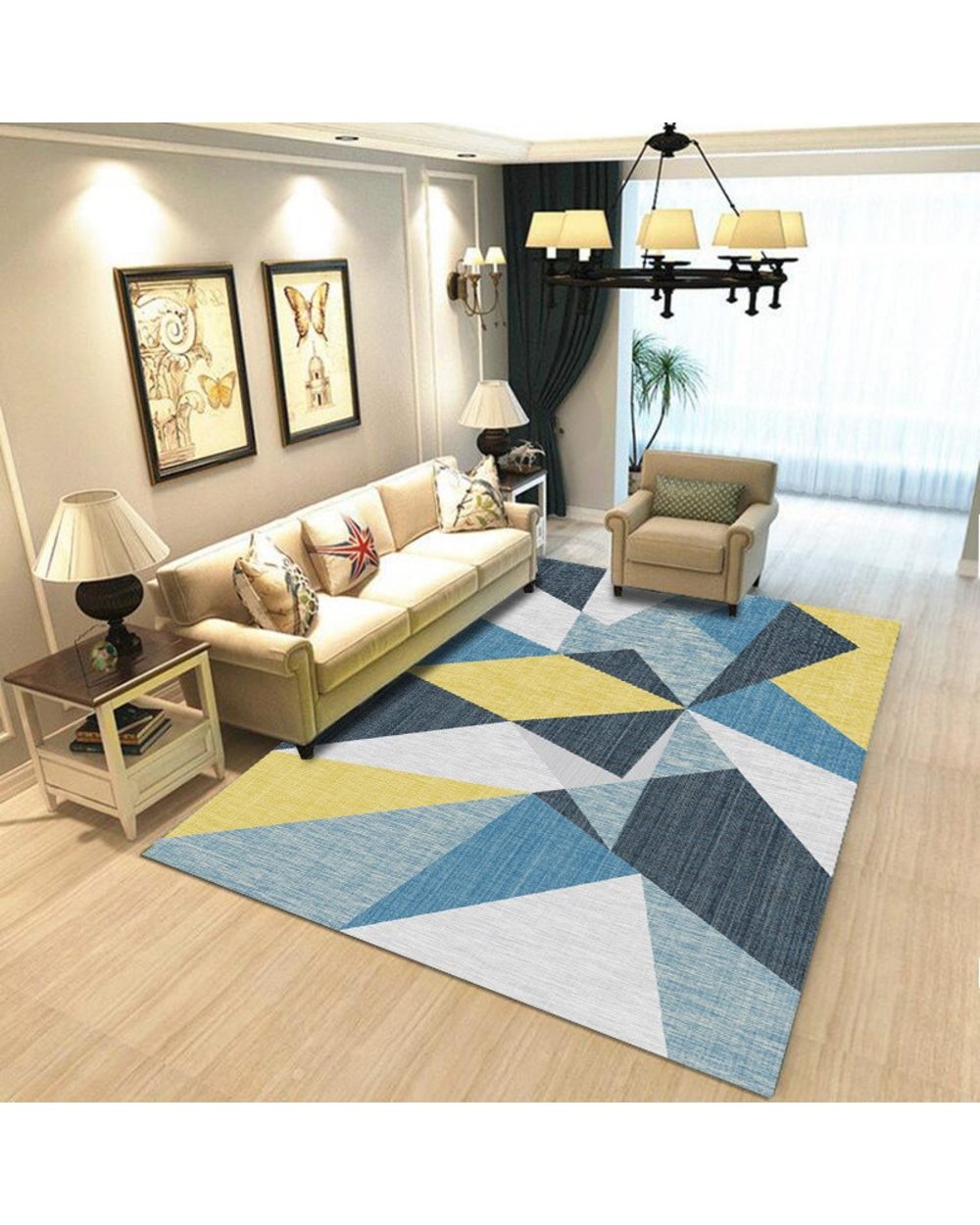 Geometric Carpet for Living Room Anti-slip Pattern Print Indoor Area Rugs Home front-2