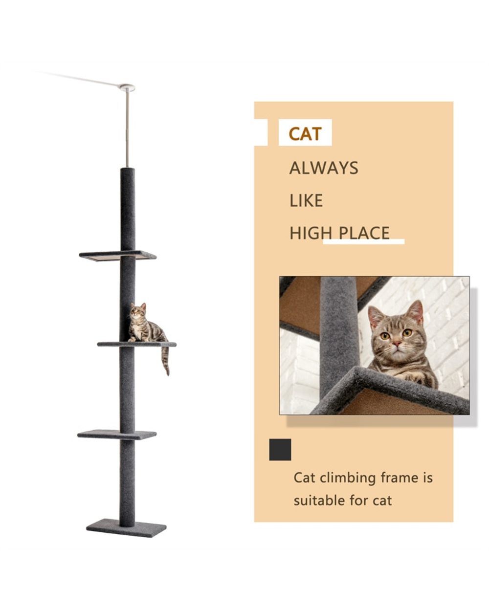 Adjustable Scratching Climbing Tree Scratcher Post front-1
