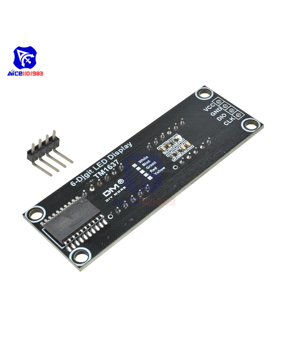 Diymore 0.36 Inch Tm1637 6 Bits 7 Segment Digital Led Display Module I/O Interface 5 Color Available For Arduino front-5