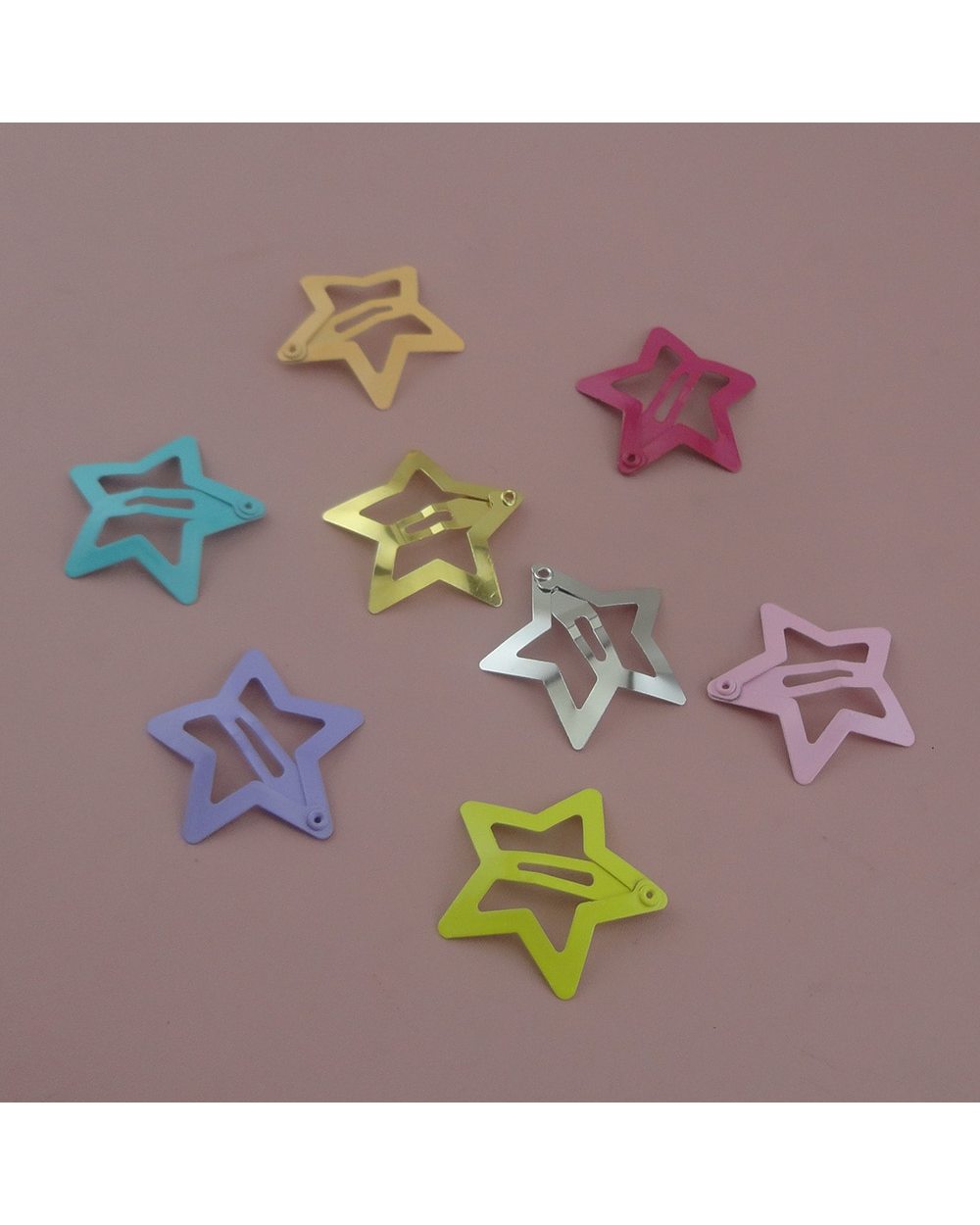 10Pcs 3.0Cm Filigree Star Hair Clip Metal Snap Clips For Kids Side Hairpins Hair Barrettes For Women Girls front-2