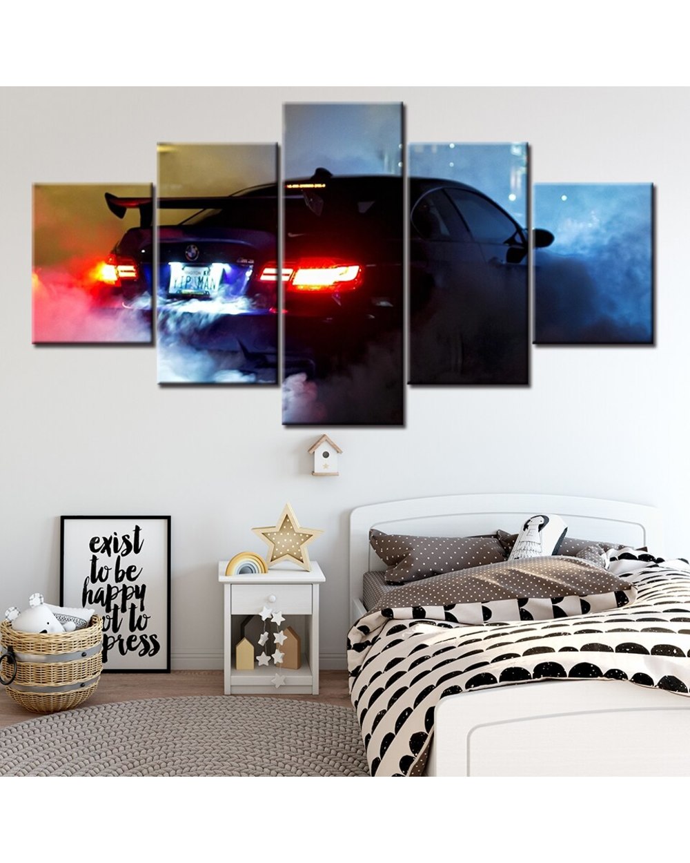 New Style Super Sports Car Picture Print Car 5 Panel Canvas Art Wall Decor front-1