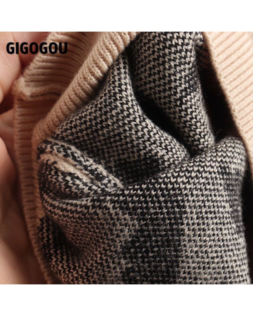Leopard Knit Womens Sweater Autumn Winter Color Block Female Jumper Outfits Long Sleeve Soft Pullover Christmas Sweaters front-3