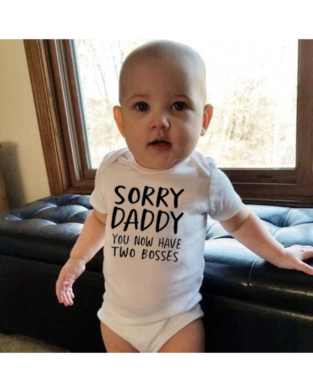 0-18M Sorry Daddy You Know Have Two Bosses Print Funny Newborn Baby Cotton Romper Infant Bebe Boy Girl front-0
