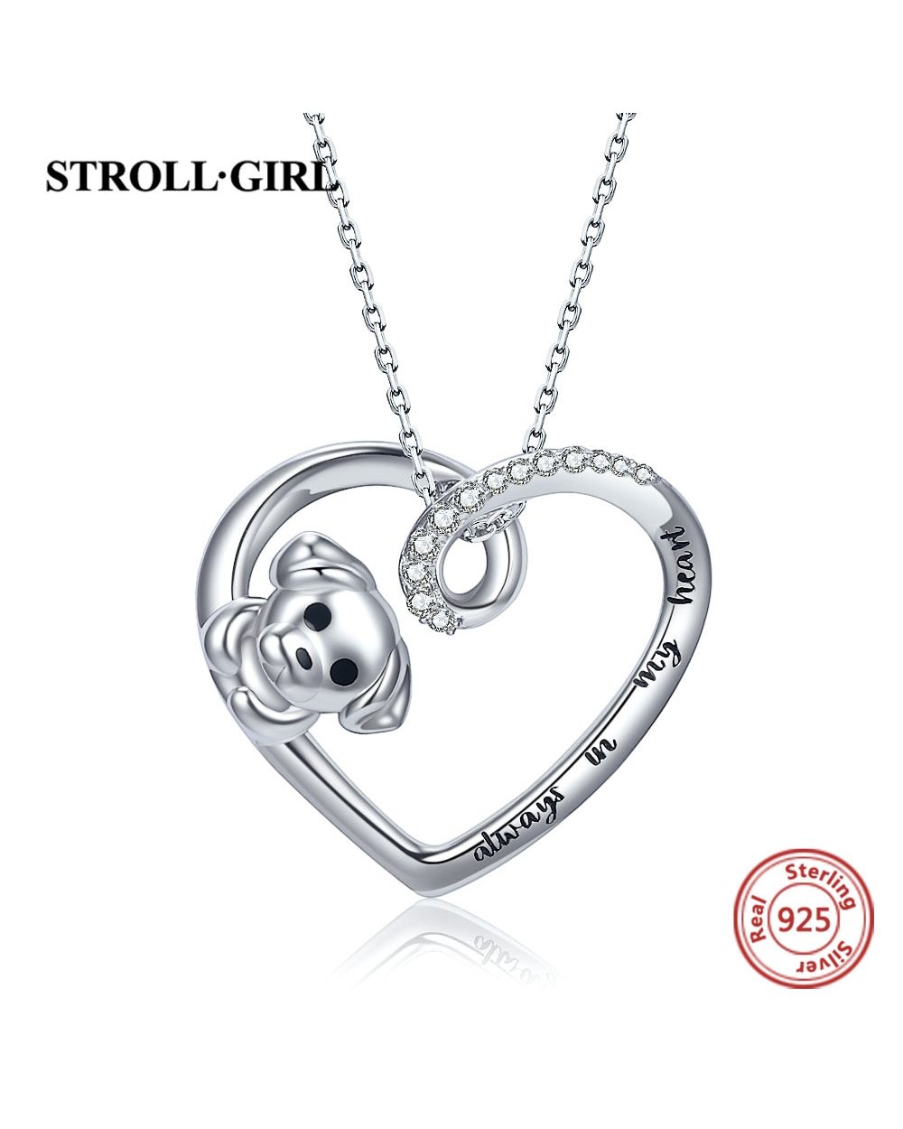 Bulldog Dog Pendant Sterling Silver Cute Animal Human Friend Chain front-1