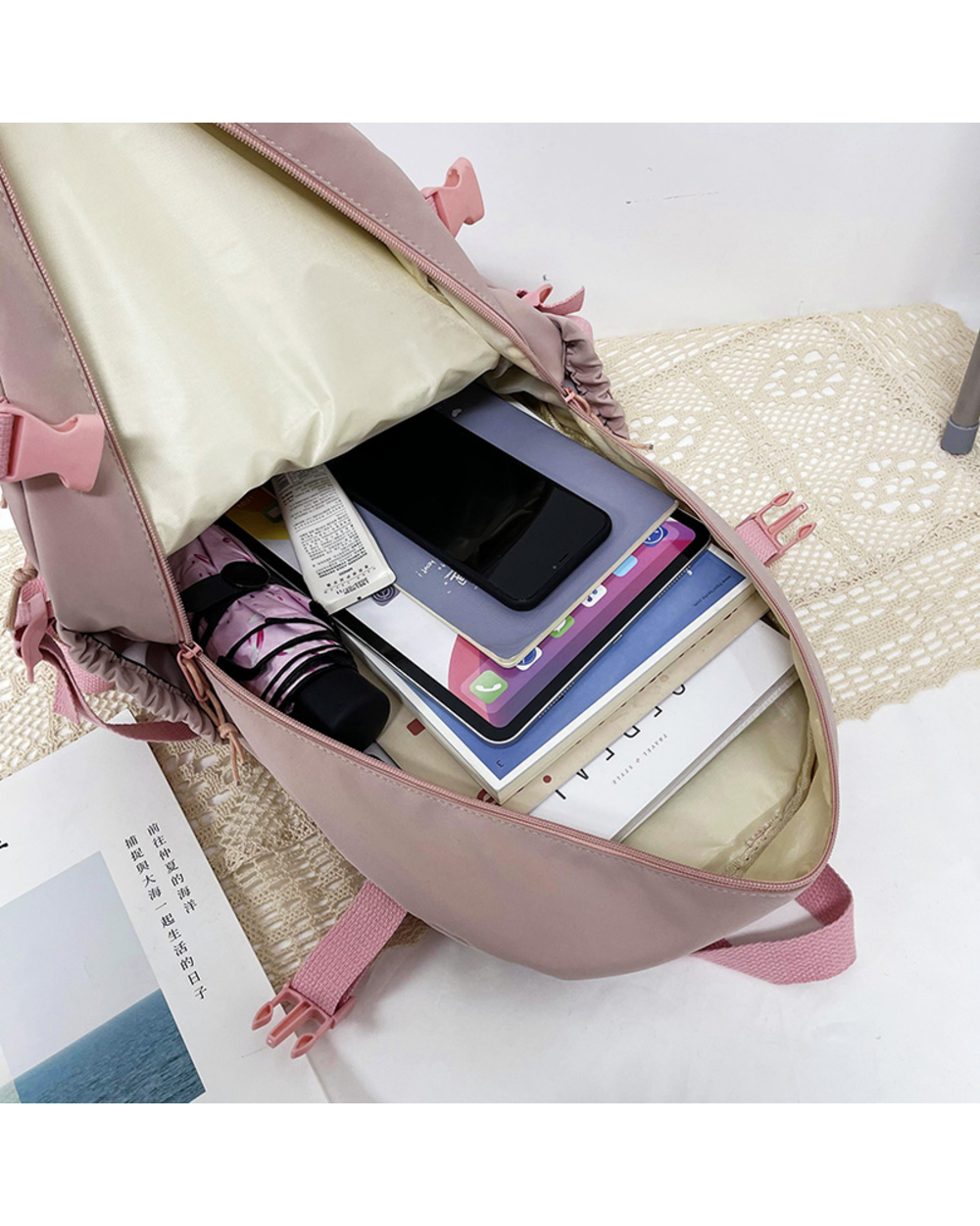 2021Cute Women Backpacks Waterproof Multi-Pocket Nylon School Backpack For Student Female Girls Kawaii Laptop Book Pack front-5