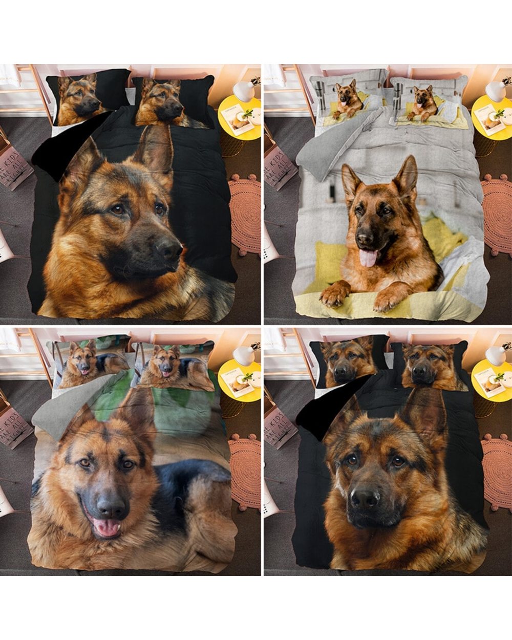 Euro Size Pet Dog Bedding Set German Shepherd Animal Duvet Cover 2/3pcs Bedclothes Pillowcase Quilt Comforter Covers front-0