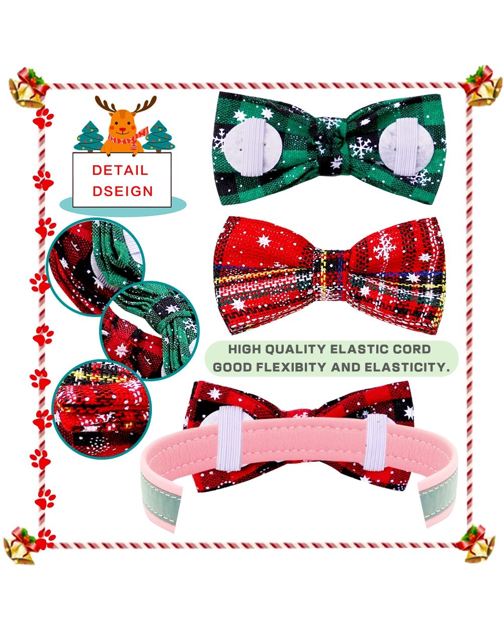 50-100pcs Christmas Dog Bows Removable Dog Collar Pet Dog Bow Tie Dog Christmas Accessories Pet Supplies front-3