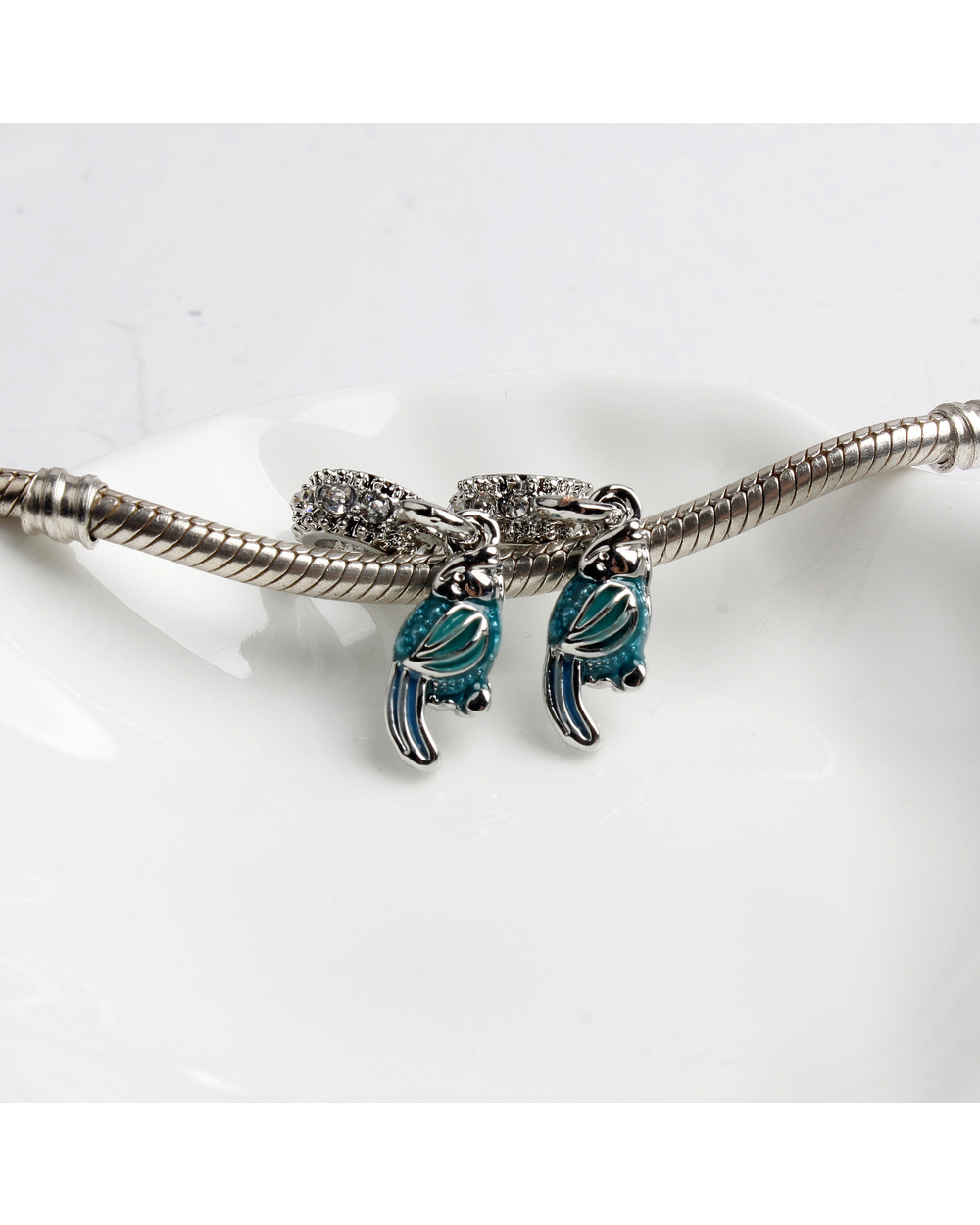 Cute Parrot Pendant Bead Jewelry Fit Original Pandora Bracelet Animal Charms Diy Bangle Accries For Women Gift front-2