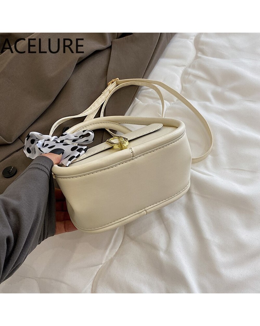 ACELURE Solid Color Soft PU Leather Small Shoulder Crossbody Bags for Women Elegant Ladies Cover Messenger Bags front-1