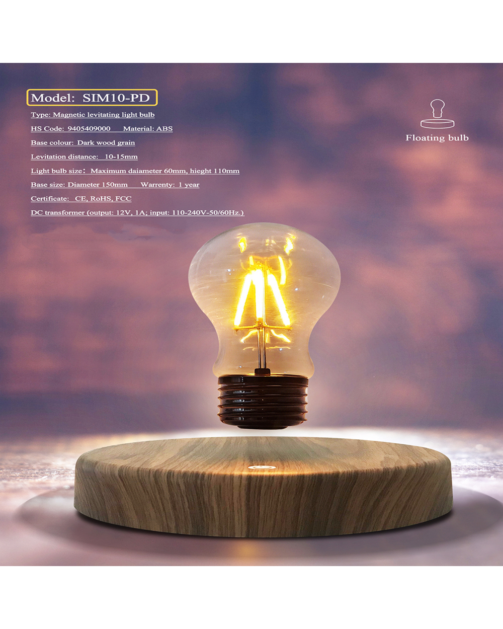 Magnetic Levitation Desk Lamp Creativity Floating Led Bulb For Birthday Gift Floating Night Light For Home Office Decor front-5