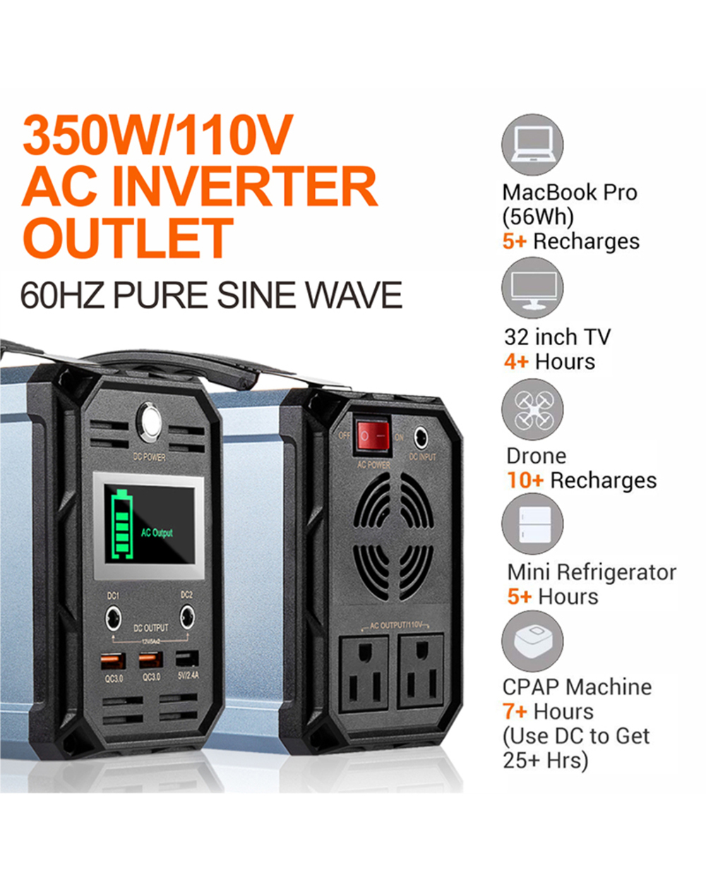 New 110V 300W Solar Generator Flashfish 60000Mah Portable Power Station Cpap Battery Recharged By Solar Panel Car Campi front-4
