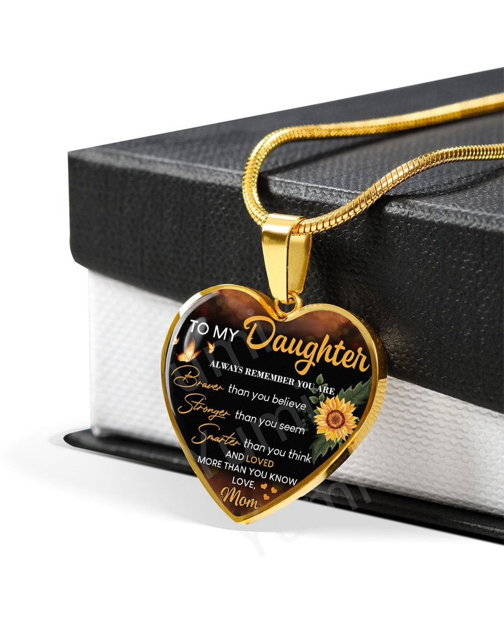To My Daughter Exquisite Heart Pendant Necklace To Daughter From Mom front-3