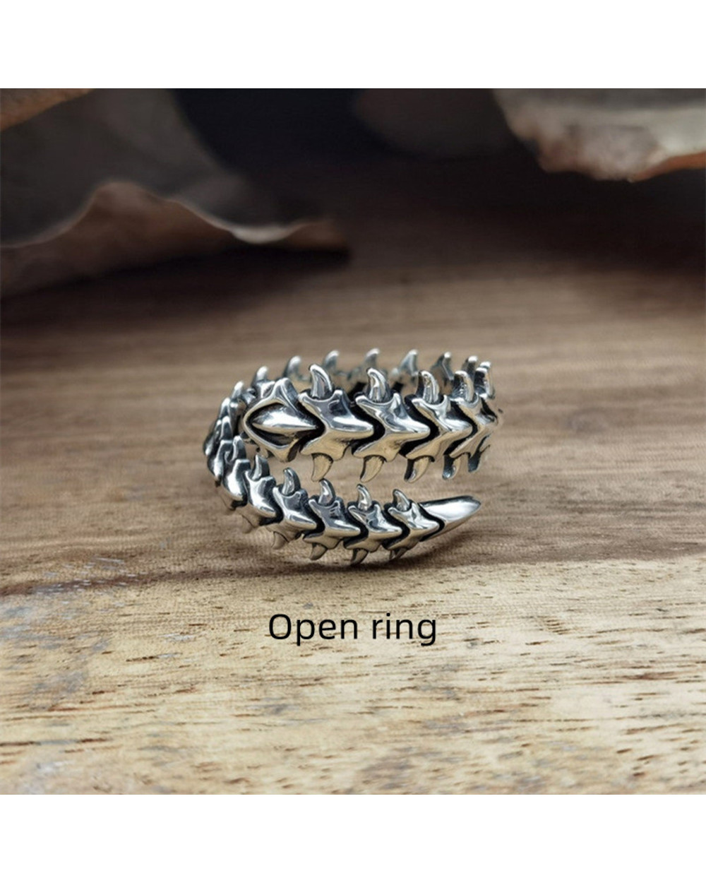 Vintage Gothic Rock Hip Hop Bones Mens Rings For Punk Fish Bone Male Women Universal Ring Dragon Bone Gift Party Jewelry front-4