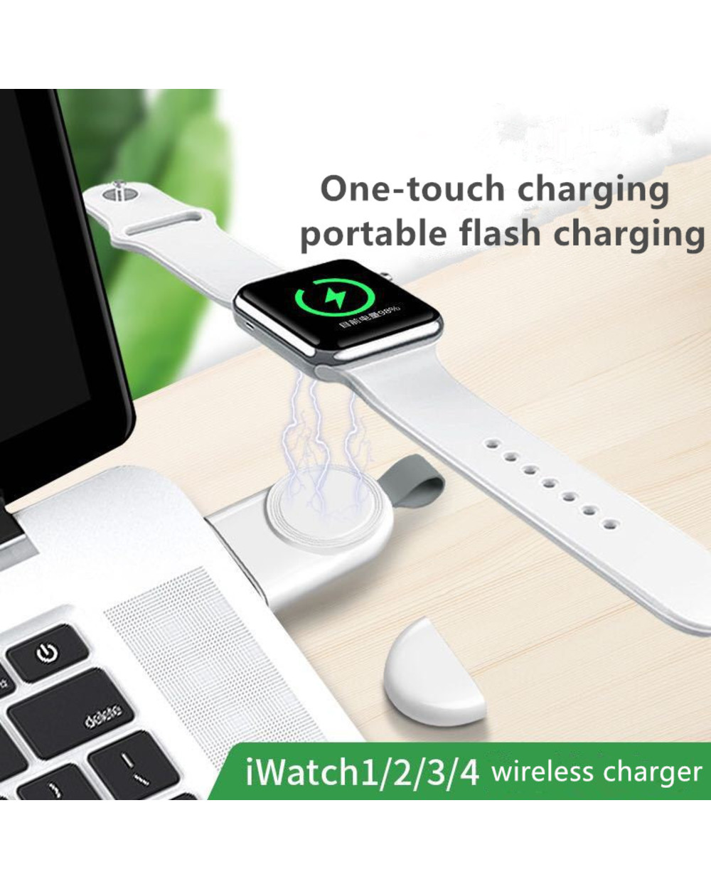 Portable Wireless Charger For Watch Series 7 6 Se 5 4 3 2 1 44Mm/40Mm Charging Dock Station Stand Usb Charger Iwatch 4 front-5