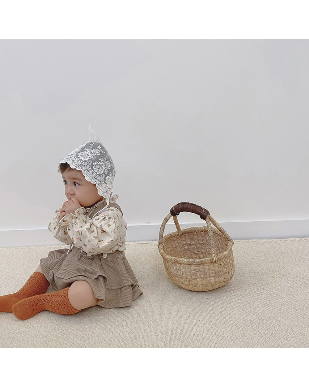 2Pcs Vintage Baby Girl Clothes Set Romper Dress front-1