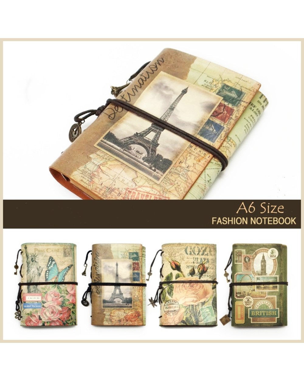Vintage Stationery PU Leather Notebook Creative Journal Planner & Sketchbook front-2