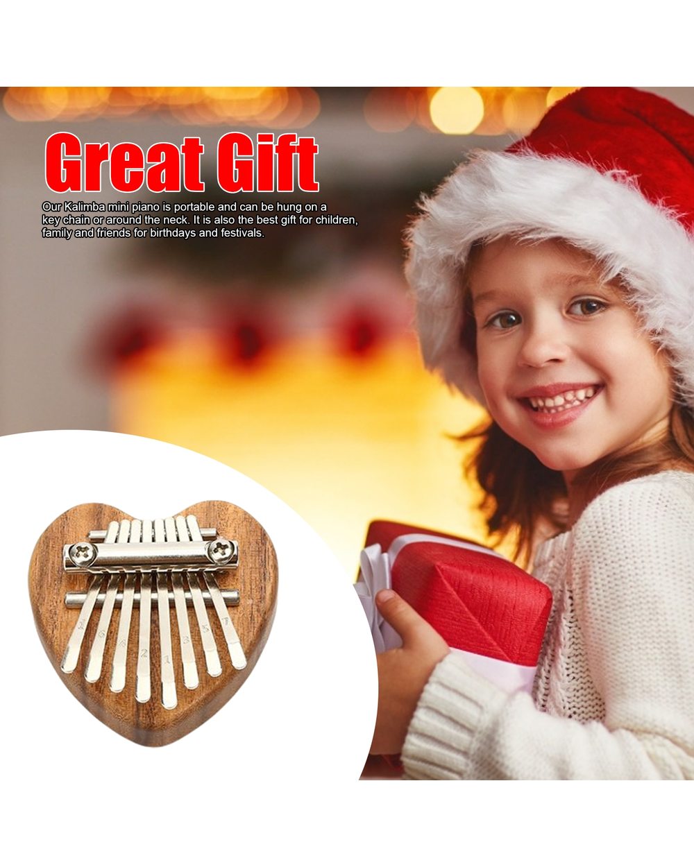 8 Keys Mini Kalimba Portable Thumb Piano front-1