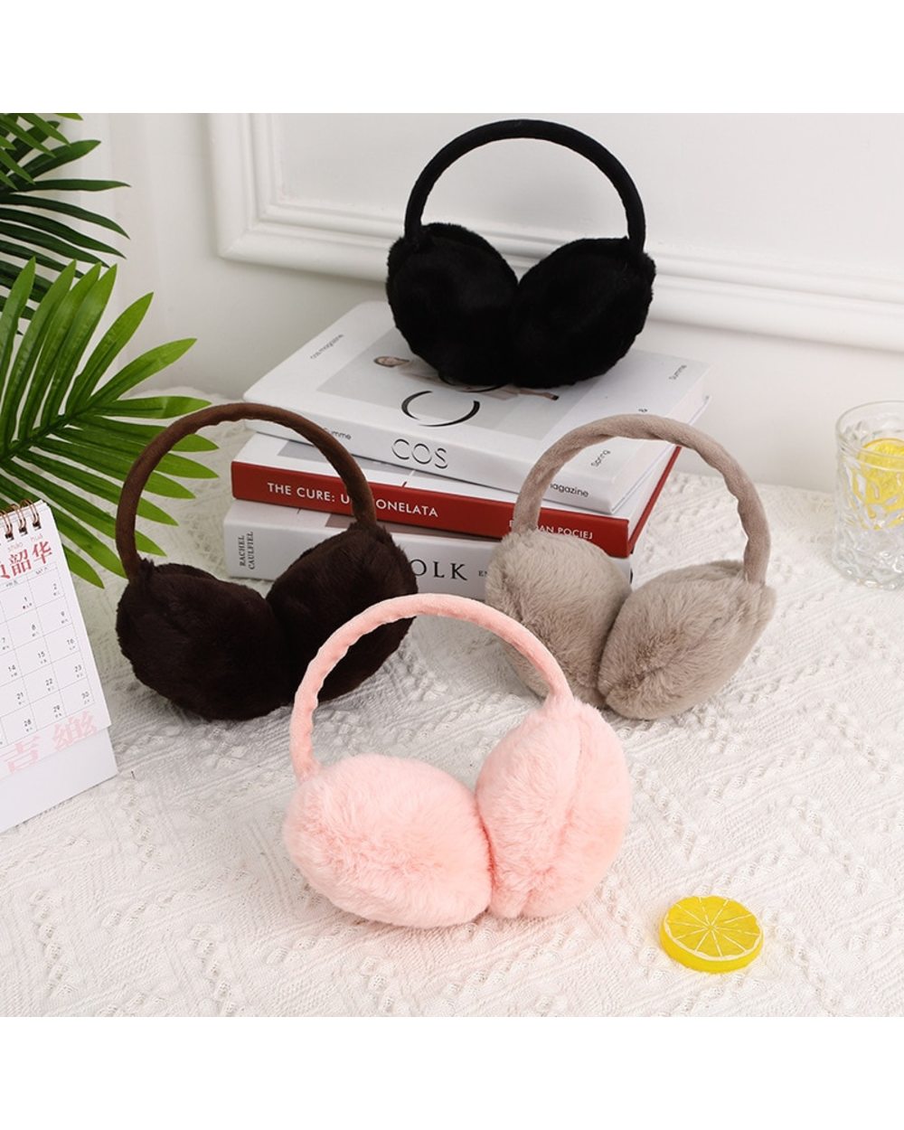 Fashion Solid Color Back Wear Ear Cover Soft Earmuffs Women Thicken Plush Ear Protector Warmer Winter Man Faux Fur Earm front-1