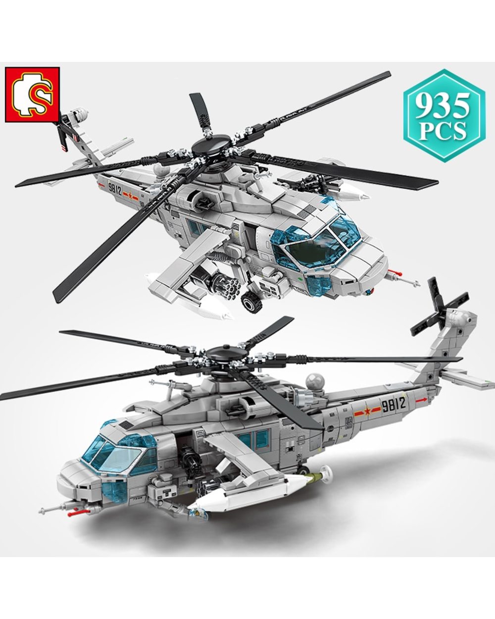 Technical Police Military Armed Helicopter Building Blocks STEM Kit Aircraft Bricks Toys For Boys Adult Holiday Gifts front-0